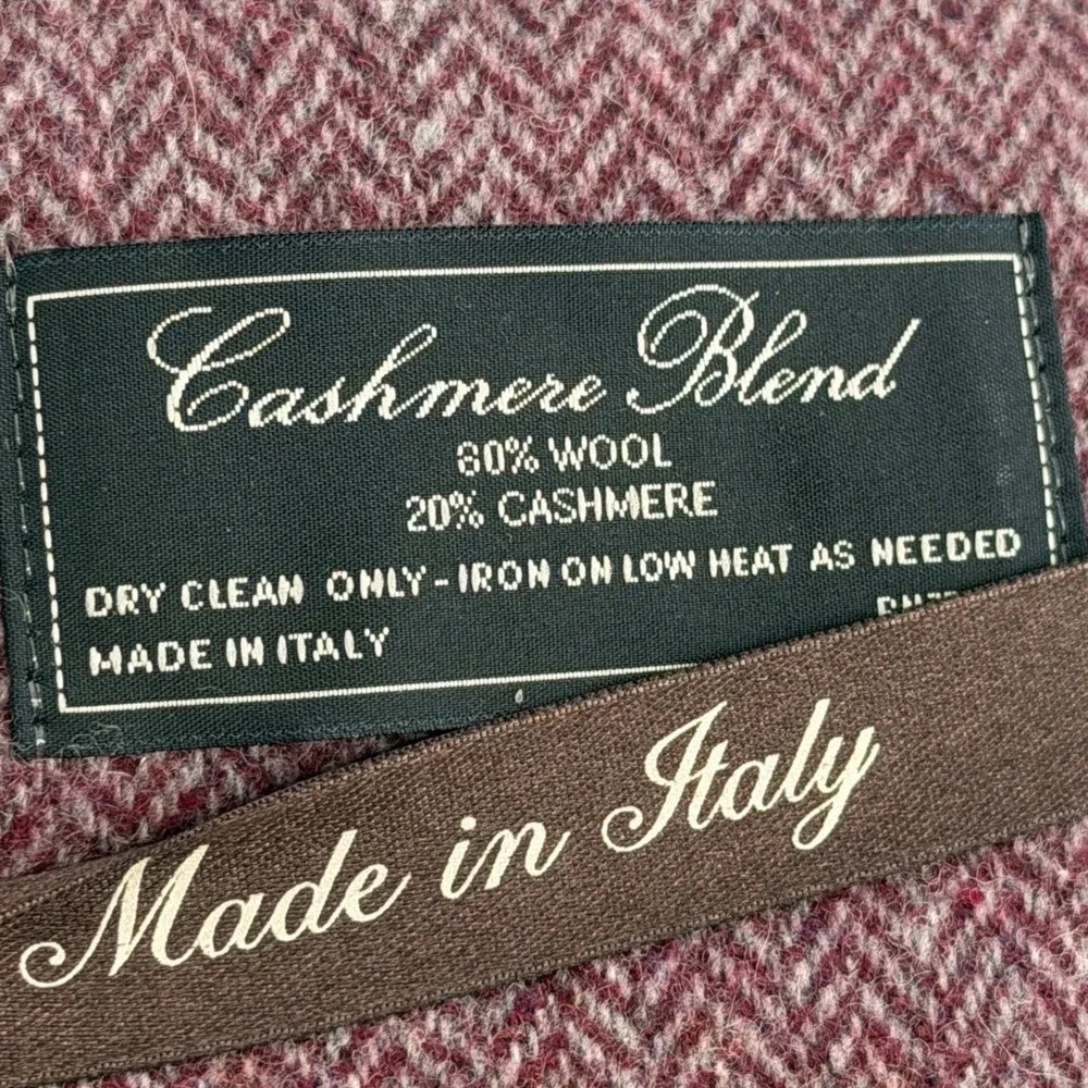 Linea Emmett Cashmere‎ Wool Blend Scarf Herringbone Red Grey Made in Italy 12x71